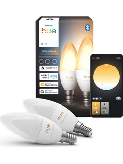 Smart Lamp Philips Hue B39 Candle E14 Bluetooth/Zigbee 1000-20000K 500lm 2τμχ 929004295602