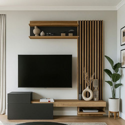 Σύνθεση τηλεόρασης Dumont Megapap χρώμα ανθρακί - sepet oak 180x36,8x200εκ