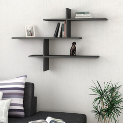 Ραφιέρα τοίχου Leo Megapap χρώμα ανθρακί 123x22x80εκ