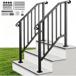 VEVOR Κάγκελα για Εξωτερικές Σκάλες, 2-3 Σκαλοπάτια 2 Πακέτο Κιτ Κάγκελου Σκάλας, Μαύρα Ρετρό Αψίδια Κάγκελα για Ηλικιωμένους, Σκαλοπάτια από Σκυρόδεμα & Βεράντα & Πλατφόρμα, Βαρέως Τύπου Χάλυβας Κάγκ