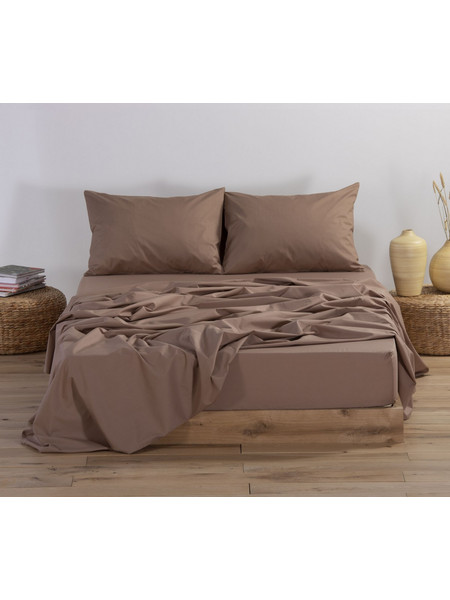 Nef-Nef Σεντόνι Υπέρδιπλο Βαμβακερό 240x270 Basic 1012 Brown