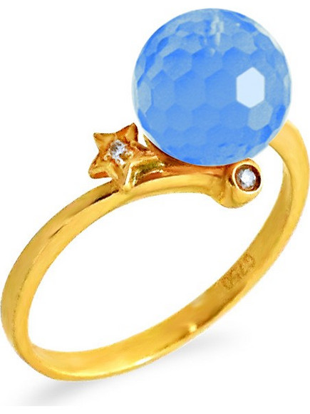 Δαχτυλίδι Κ18 χρυσό με Blue Topaz και διαμάντια - M319263