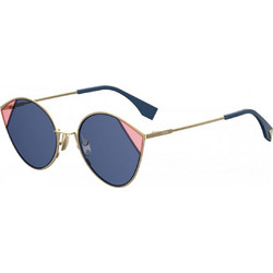 Fendi FF 0341/S LKS/KU Γυναικεία Γυαλιά Ηλίου Στρογγυλά Μεταλλικά Ασημί με Μπλε Polarized Φακό