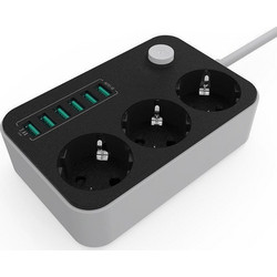 Πολύπριζο με 6 Θύρες USB 3.4A & 3 Πρίζες Fineblue F-I900
