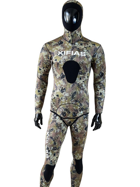 Xifias Sub Open Cell Green Camo Ολόσωμη Στολή Κατάδυσης Ξυρισμένη Neoprene με Επιστήθιο για Ψαροντούφεκο 3.5mm