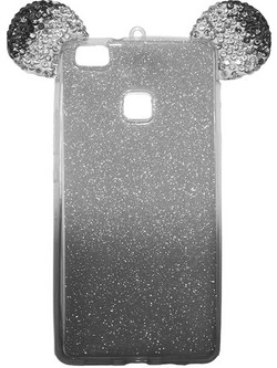 Back Cover Σιλικόνης Glitter Ears As Mickey Μαύρη P9 Lite