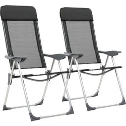 vidaXL Καρέκλες Πτυσσόμενες Μαύρο 2τμχ 44305