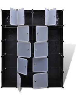 vidaXL Τετράφυλλo Βεστιάριο Ρούχων Μαύρο 146x37x180.5cm 240499