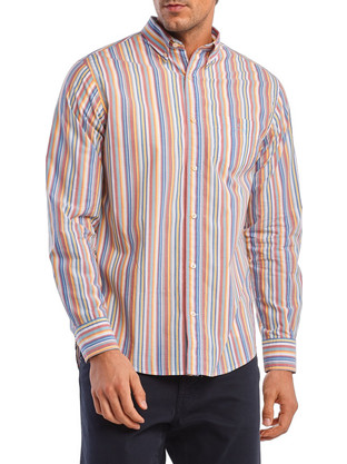Gant Oxford Ανδρικό Πουκάμισο Βαμβακερό Ριγέ Μακρυμάνικο Κανονική Γραμμή Πολύχρωμο 3G3026430-450
