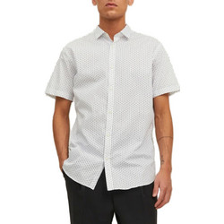 Jack & Jones Ανδρικό Πουκάμισο Βαμβακερό Κοντομάνικο Κανονική Γραμμή Λευκό 12231865