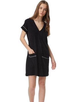 Minerva Frotte Mini Καλοκαιρινό Καθημερινό Φόρεμα Μαύρο 52394-004-045
