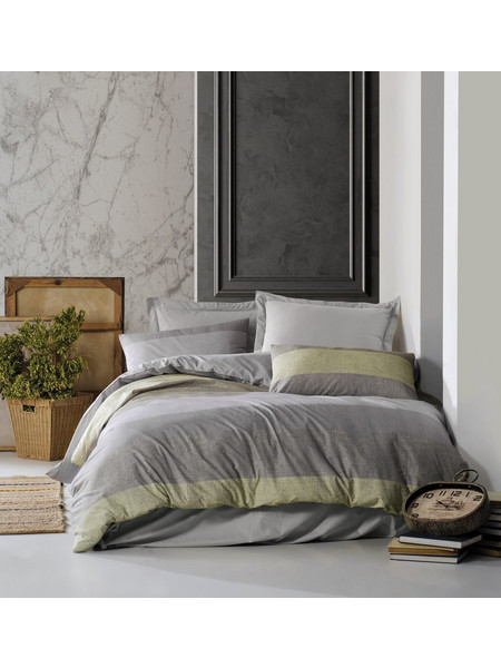 Dimcol Σετ Σεντόνια Υπέρδιπλα Βαμβακερά 220x240 Νεφέλη 343 Olive
