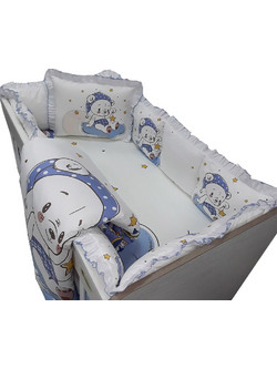 Beboulino Bear In Cloud Σετ Κούνιας 60x120cm White/Blue 5τμχ