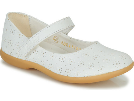 Kickers Παιδικές Μπαλαρίνες Δερμάτινες με Σκρατς Άσπρες 895411-30-32