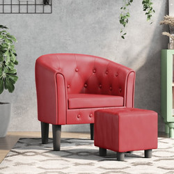 vidaXL Πολυθρόνα με Υποπόδιο Δερματίνη Κόκκινη 356467