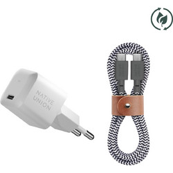 Native Union Wall Adaper Φορτιστής με Καλώδιο USB-C με Θύρα USB-C 30W Power Delivery White FAST30-CC-WHZEB-EU