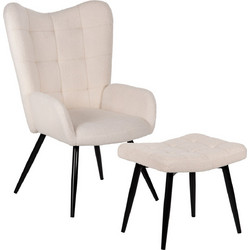 HomeMarkt Μπερζέρα με Υποπόδιο Λευκή Crawley HM8918.25