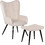 HomeMarkt Μπερζέρα με Υποπόδιο Λευκή Crawley HM8918.25