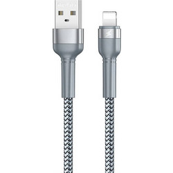 Remax Jany Alloy Braided LED USB-A to Lightning Cable 1m Silver