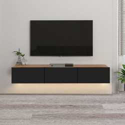 Megapap Έπιπλο Τηλεόρασης Ξύλινο Μαύρο με Φωτισμό Led Μ180xΠ29.5xΥ29.5cm Damla GP042-0169,6