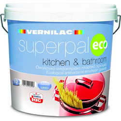 Vernilac Superpal Kitchen & Bathroom Οικολογικό Πλαστικό Χρώμα Εσωτερικού Χώρου Λευκό 3lt