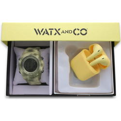 Watx & Co Ψηφιακό Γυναικείο Ρολόι Χρονογράφος με Κίτρινο Καουτσούκ Λουράκι WAPACKEAR4M