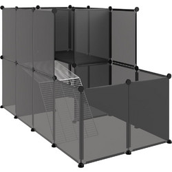 vidaXL Περίφραξη για Κουνέλια Μαύρη 142x74x93cm