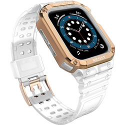 Hurtel Protection Λουράκι Σιλικόνης Transparent / Rose Gold (Apple Watch 42 / 44 / 45mm)