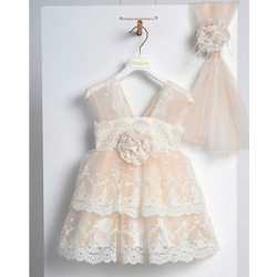 Piccolino Estelle Βαπτιστικό Φόρεμα 2τμχ DR24S136-CHAMPAGNE