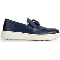 Versace 19V69 Waxed Ανδρικά Μοκασίνια Loafers Δερμάτινα Navy Μπλε YO-T61908