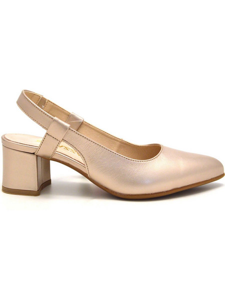 Ragazza Γόβες Slingback Δερμάτινες με Χοντρό Χαμηλό Τακούνι Ροζ Χρυσές 048