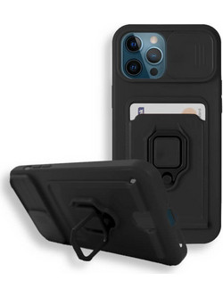 Bodycell Multifunction Ring Holder Back Cover Black (iPhone 13 Pro)