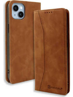 Bodycell Pu Leather Book Brown (iPhone 15 Plus)