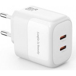 XO L140 Φορτιστής χωρίς Καλώδιο με 2 Θύρες USB-C 35W White