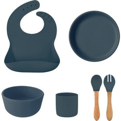 Minikoioi BLW III Βρεφικό Σετ Φαγητού Σιλικόνης & Bamboo Deep Blue 6τμχ