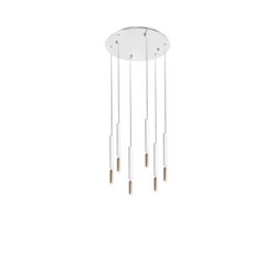 Ondaluce Tubic/Bco Oro Κρεμαστό Φωτιστικό Οροφής Πολύφωτο LED με Θερμό Λευκό Φως