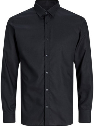 Jack & Jones Ανδρικό Πουκάμισο Βαμβακερό Μακρυμάνικο Κανονική Γραμμή Μαύρο 12260426