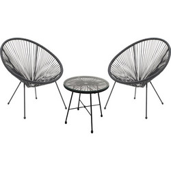 Pakoworld Acapulco Σετ Σαλόνι Κήπου Rattan 3τμχ Μαύρο 152-000064