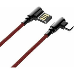Ldnio LC421 Angle 90° Braided USB-A to USB-C 1m Red LD-LC421TR