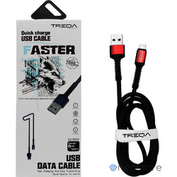 Treqa CA-8553 Braided USB-A to USB-C 1m Red