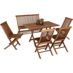 HomeMarkt Kendall Σετ Τραπεζαρία Κήπου Μασίφ Ξύλο 6τμχ Καφέ HM11954