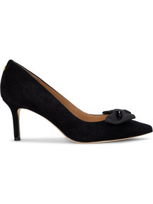 Ralph Lauren Γόβες Suede με Τακούνι Στιλέτο & Φιόγκο Μαύρες 802944556001