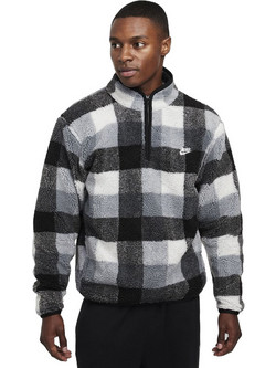 Nike Club Winterized Half Zip Fleece Ανδρικό Αθλητικό Φούτερ με Κουκούλα Μαύρο Λευκό Ανθρακί FZ0896-010