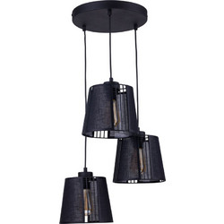 TK Lighting Carmen Κρεμαστό Φωτιστικό Οροφής Τρίφωτο Μαύρο 1550