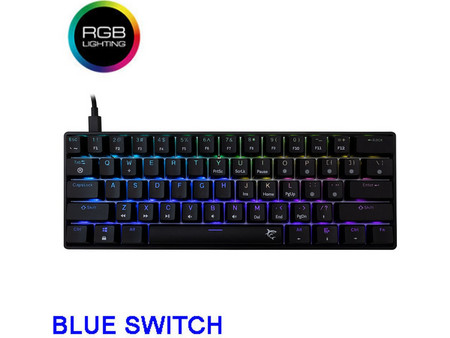 White Shark GK-004121 Μηχανικό Gaming Πληκτρολόγιο 60% με Custom Blue Διακόπτες RGB Black