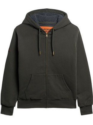 Superdry D2 Ovin Ανδρική Ζακέτα Φούτερ με Κουκούλα και Φερμουάρ Ανθρακί M2013749A-AFB
