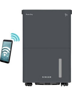 Singer SDHM-16L Pure Dry Ion Grey Αφυγραντήρας με Ιονιστή και Wi-Fi 16lt