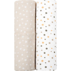 KikkaBoo Dots Πάνες Αγκαλιάς από Μουσελίνα Λευκές Μπεζ 80x80cm 2τμχ
