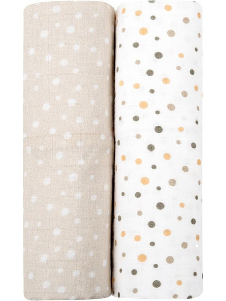 KikkaBoo Dots Πάνες Αγκαλιάς από Μουσελίνα Λευκές Μπεζ 80x80cm 2τμχ