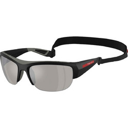 Prada PRA01S 1BO05A Ανδρικά Γυαλιά Ηλίου Μάσκα Κοκάλινα Μαύρα με Γκρι Καθρέπτη Φακό
